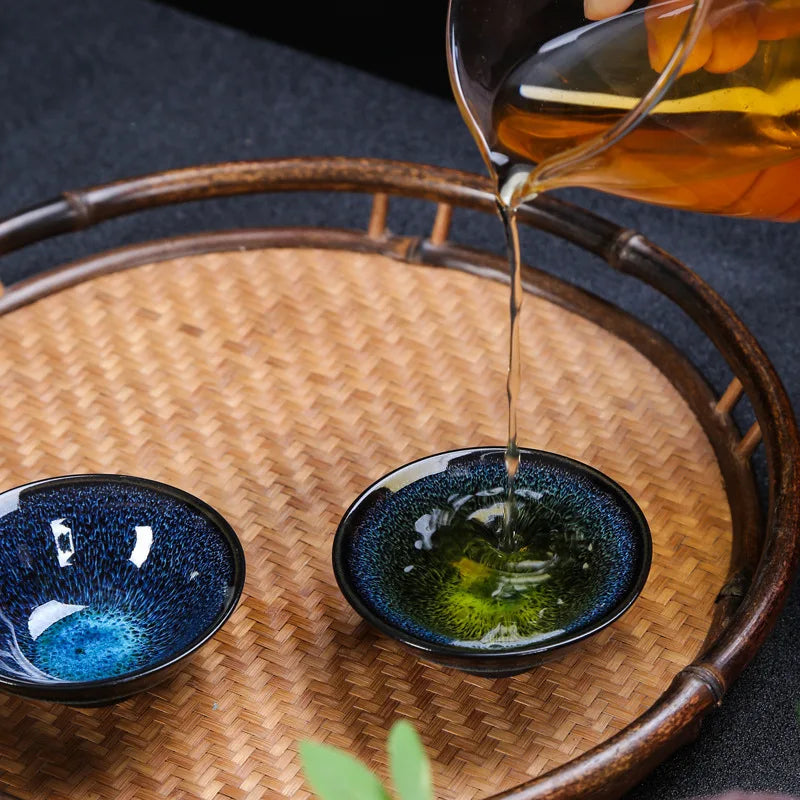 1pc Kiln Change China Ceramic Tea Cup Temmoku Glaze Porcelain Kung Fu Cups Set Pottery Jianzhan Drinkware Tableware Wholesale