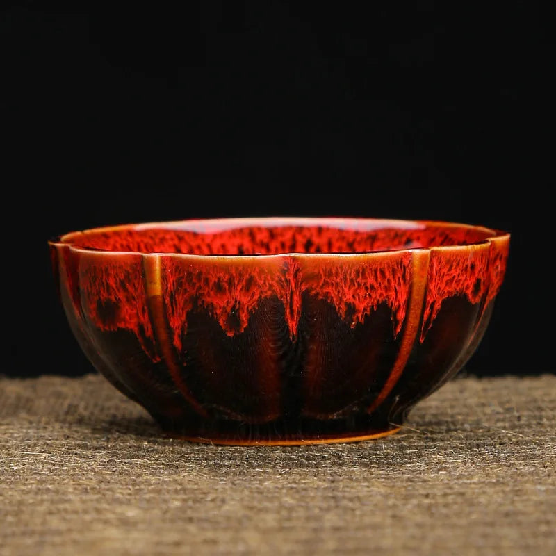 1pc Kiln Change China Ceramic Tea Cup Temmoku Glaze Porcelain Kung Fu Cups Set Pottery Jianzhan Drinkware Tableware Wholesale
