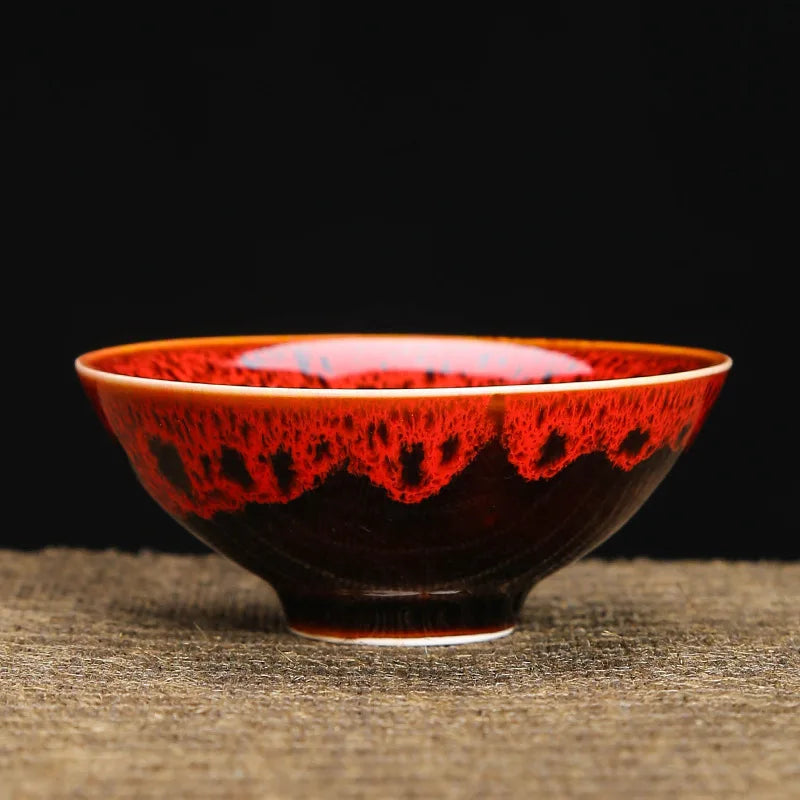 1pc Kiln Change China Ceramic Tea Cup Temmoku Glaze Porcelain Kung Fu Cups Set Pottery Jianzhan Drinkware Tableware Wholesale
