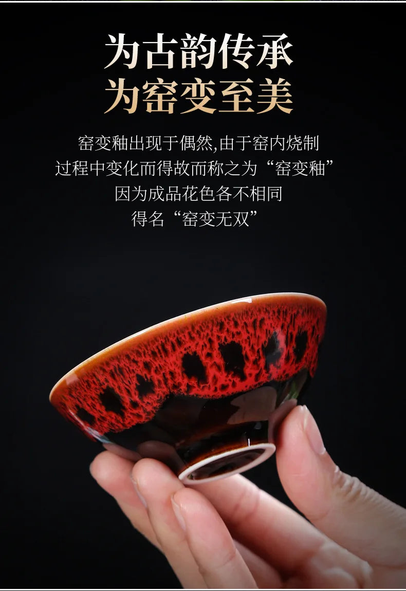 1pc Kiln Change China Ceramic Tea Cup Temmoku Glaze Porcelain Kung Fu Cups Set Pottery Jianzhan Drinkware Tableware Wholesale