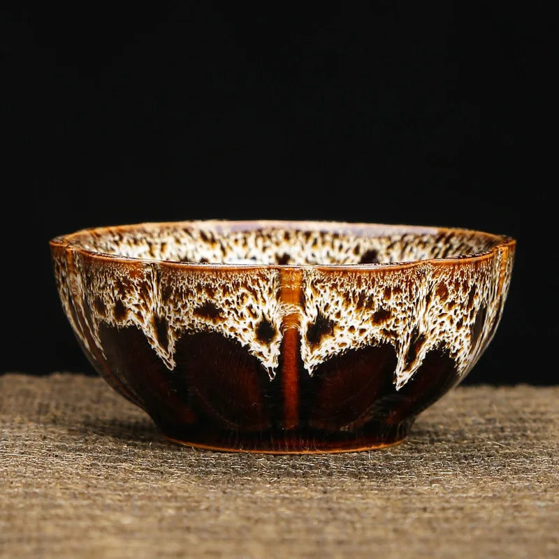 1pc Kiln Change China Ceramic Tea Cup Temmoku Glaze Porcelain Kung Fu Cups Set Pottery Jianzhan Drinkware Tableware Wholesale