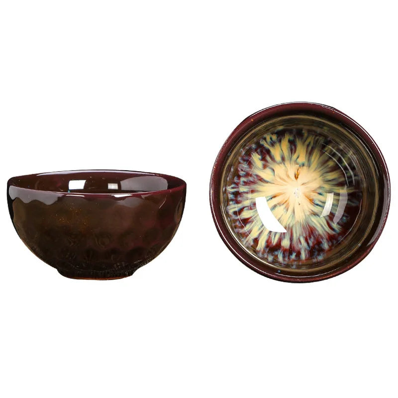 1pc Kiln Change China Ceramic Tea Cup Temmoku Glaze Porcelain Kung Fu Cups Set Pottery Jianzhan Drinkware Tableware Wholesale