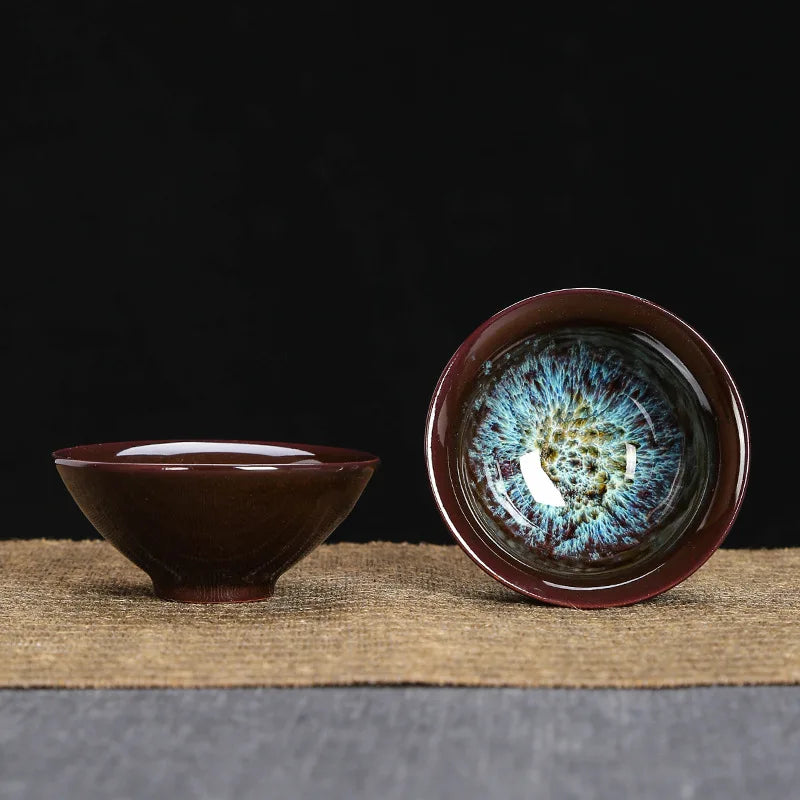 1pc Kiln Change China Ceramic Tea Cup Temmoku Glaze Porcelain Kung Fu Cups Set Pottery Jianzhan Drinkware Tableware Wholesale