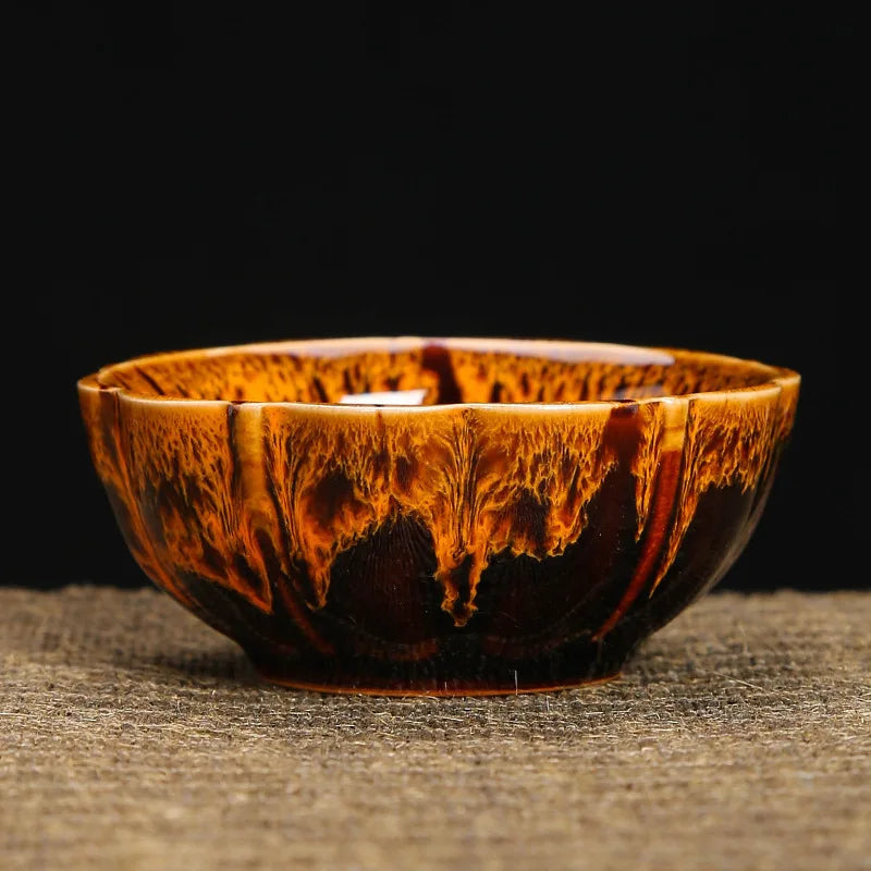 1pc Kiln Change China Ceramic Tea Cup Temmoku Glaze Porcelain Kung Fu Cups Set Pottery Jianzhan Drinkware Tableware Wholesale