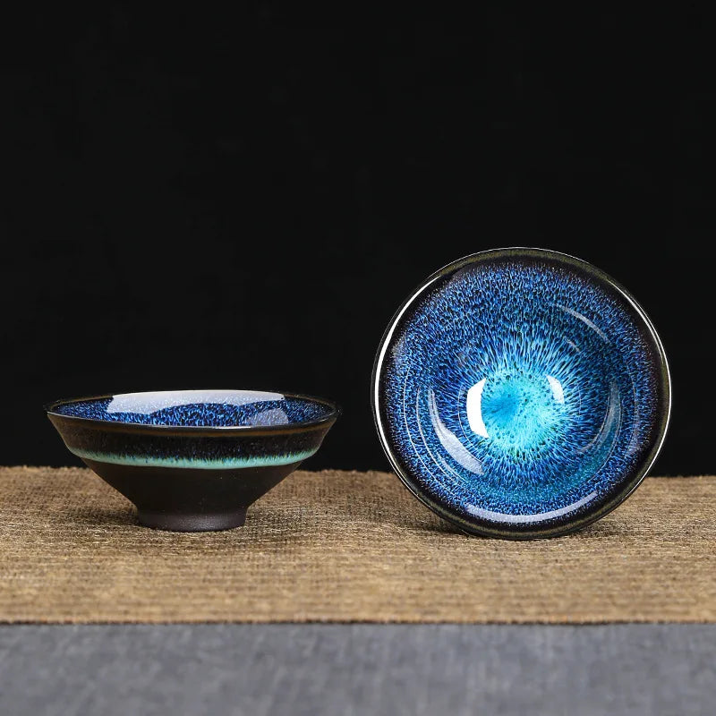 1pc Kiln Change China Ceramic Tea Cup Temmoku Glaze Porcelain Kung Fu Cups Set Pottery Jianzhan Drinkware Tableware Wholesale