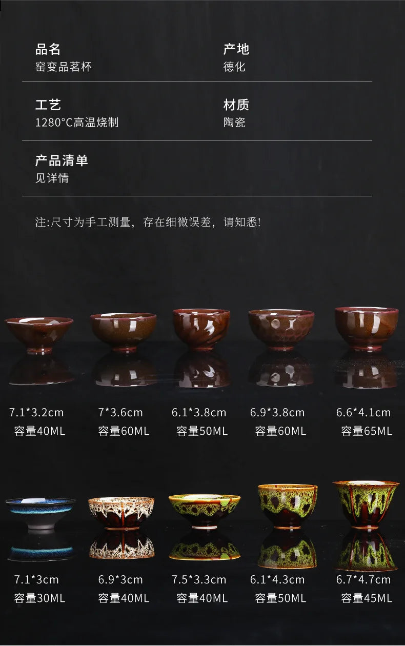 1pc Kiln Change China Ceramic Tea Cup Temmoku Glaze Porcelain Kung Fu Cups Set Pottery Jianzhan Drinkware Tableware Wholesale