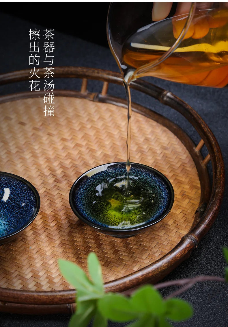 1pc Kiln Change China Ceramic Tea Cup Temmoku Glaze Porcelain Kung Fu Cups Set Pottery Jianzhan Drinkware Tableware Wholesale