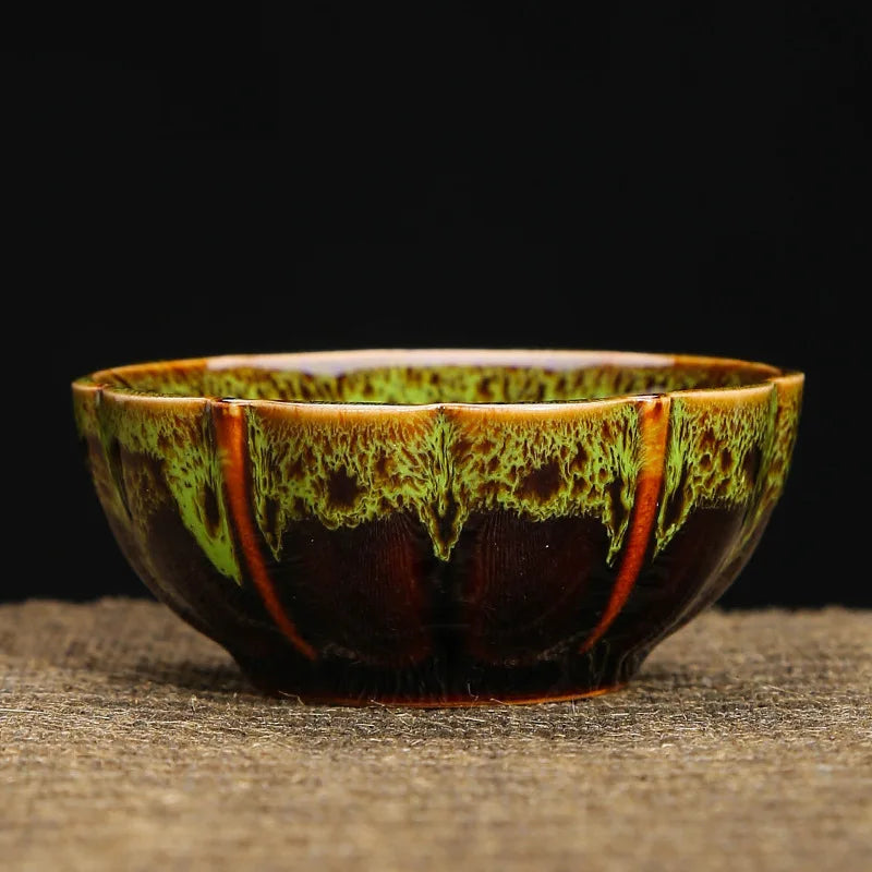 1pc Kiln Change China Ceramic Tea Cup Temmoku Glaze Porcelain Kung Fu Cups Set Pottery Jianzhan Drinkware Tableware Wholesale