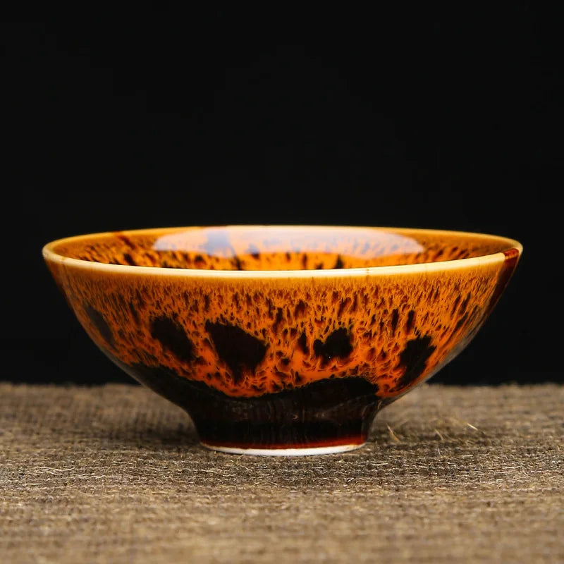 1pc Kiln Change China Ceramic Tea Cup Temmoku Glaze Porcelain Kung Fu Cups Set Pottery Jianzhan Drinkware Tableware Wholesale
