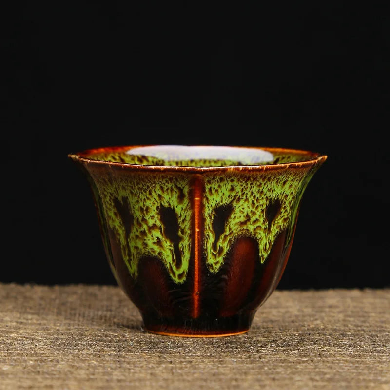 1pc Kiln Change China Ceramic Tea Cup Temmoku Glaze Porcelain Kung Fu Cups Set Pottery Jianzhan Drinkware Tableware Wholesale