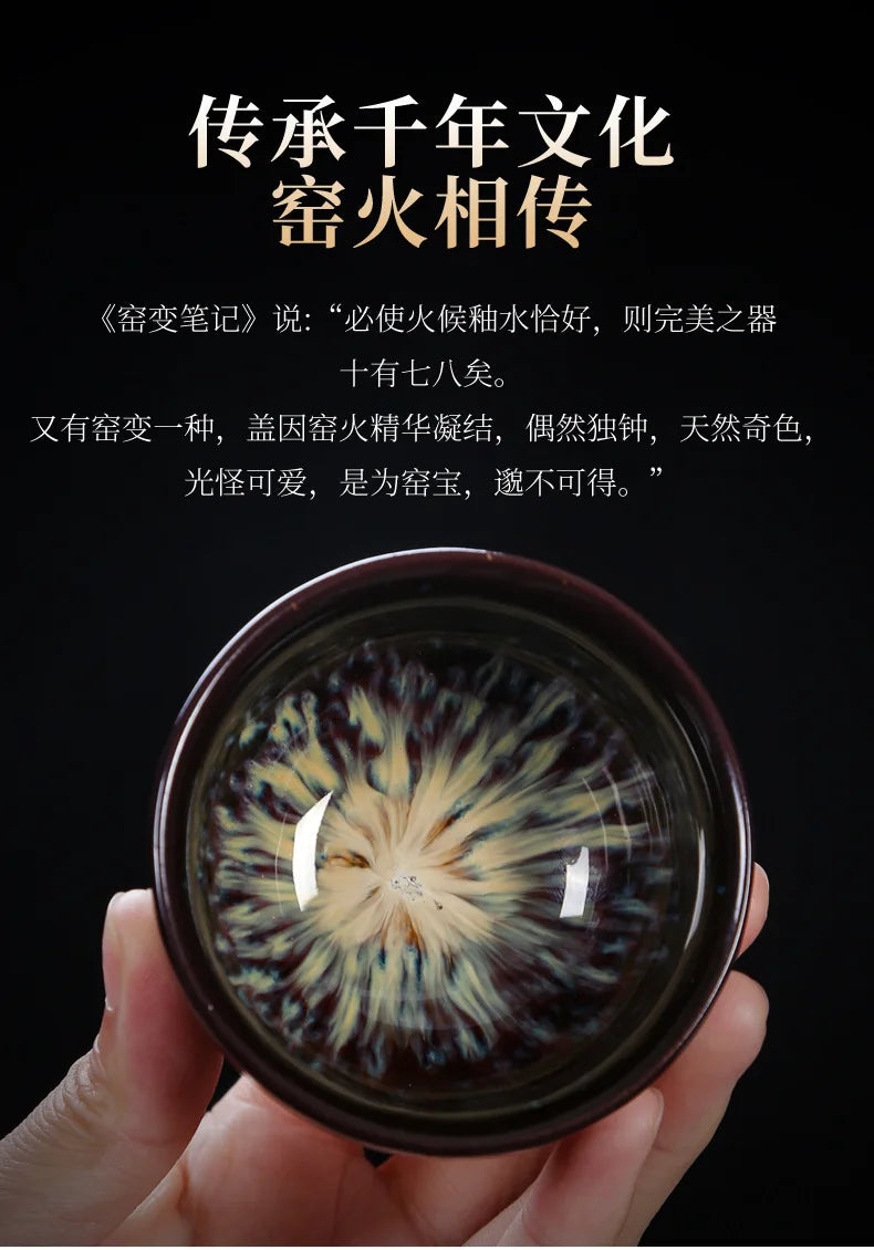 1pc Kiln Change China Ceramic Tea Cup Temmoku Glaze Porcelain Kung Fu Cups Set Pottery Jianzhan Drinkware Tableware Wholesale