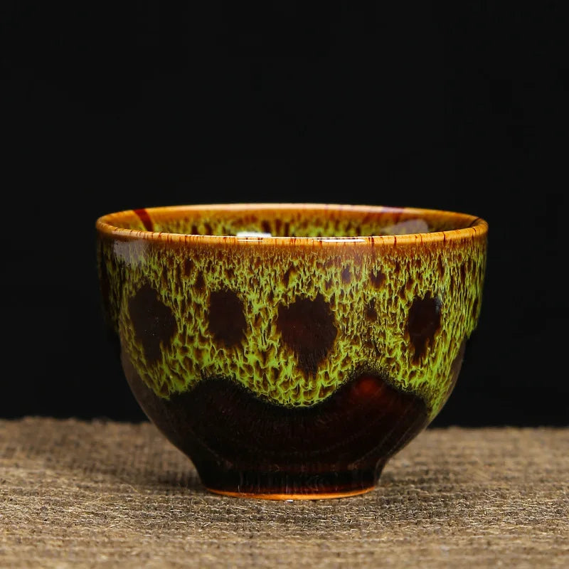 1pc Kiln Change China Ceramic Tea Cup Temmoku Glaze Porcelain Kung Fu Cups Set Pottery Jianzhan Drinkware Tableware Wholesale