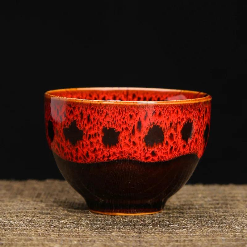 1pc Kiln Change China Ceramic Tea Cup Temmoku Glaze Porcelain Kung Fu Cups Set Pottery Jianzhan Drinkware Tableware Wholesale