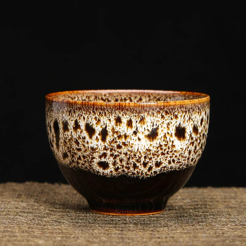1pc Kiln Change China Ceramic Tea Cup Temmoku Glaze Porcelain Kung Fu Cups Set Pottery Jianzhan Drinkware Tableware Wholesale