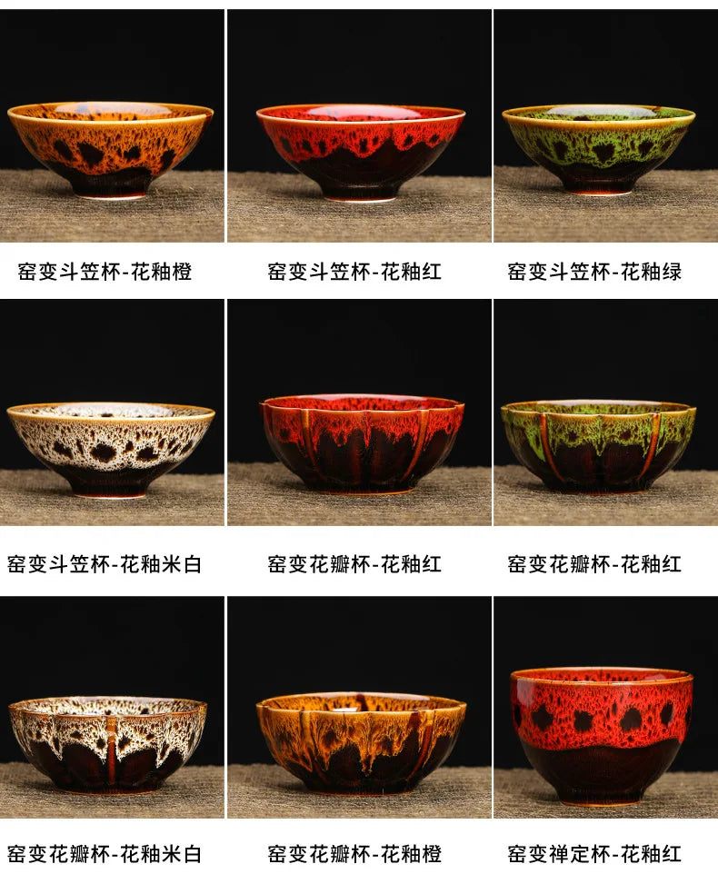 1pc Kiln Change China Ceramic Tea Cup Temmoku Glaze Porcelain Kung Fu Cups Set Pottery Jianzhan Drinkware Tableware Wholesale