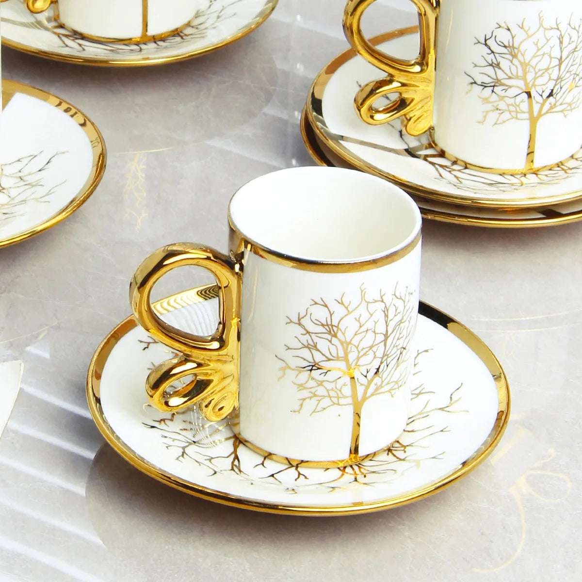 6 Cups 6 Saucers Ceramic Light Luxury Coffee Cup European High-end Exquisite British Cup and Saucer Tea Set