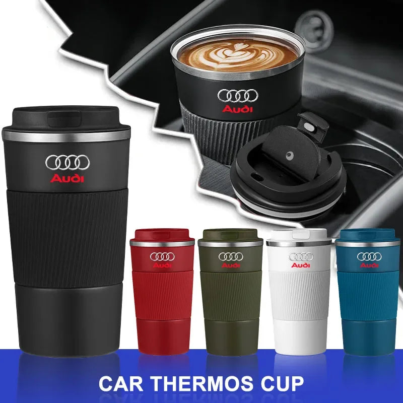 500ml Stainless Steel Coffee Tumbler Thermos Cup Portable Travel Thermal Mug for Audi C6 C5 C7 A1 A3 A4 B5 B6 B7 B8 A5 A6 A7 Q3