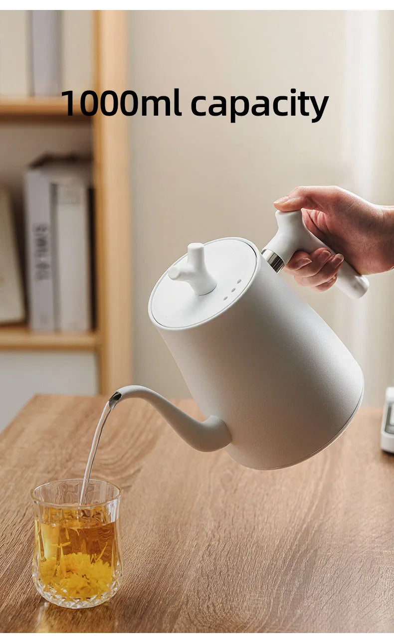 1000W Gooseneck Electric Kettle Hand Brewing Coffee Pot Smart Temperature Control Teapot 1.0L Slender Mouth Pot Boil Water Jug