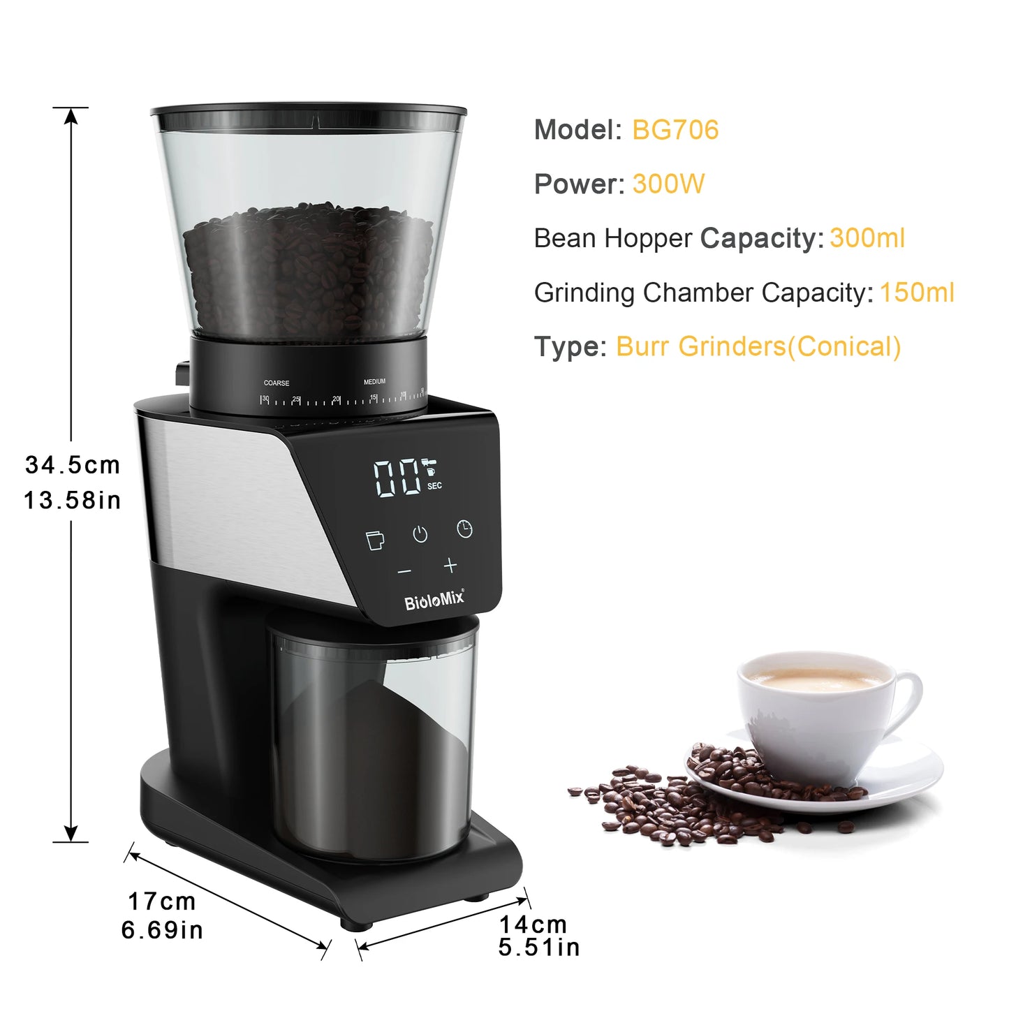 BioloMix 20 Bar Semi Automatic Powder Coffee Machine,with Milk Steam Frother Wand, for Espresso, Cappuccino, Latte and Mocha