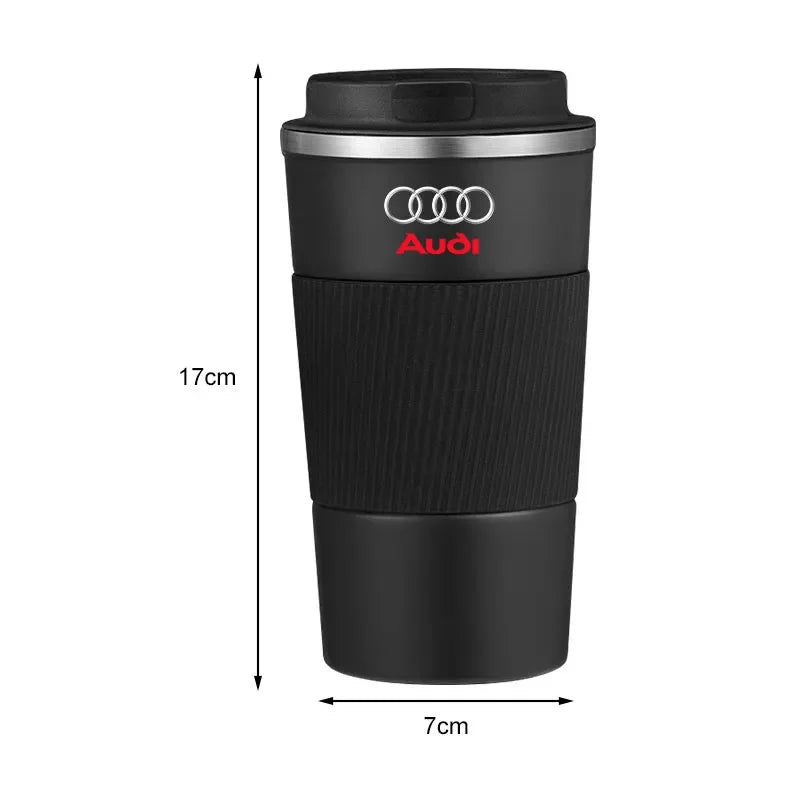 500ml Stainless Steel Coffee Tumbler Thermos Cup Portable Travel Thermal Mug for Audi C6 C5 C7 A1 A3 A4 B5 B6 B7 B8 A5 A6 A7 Q3