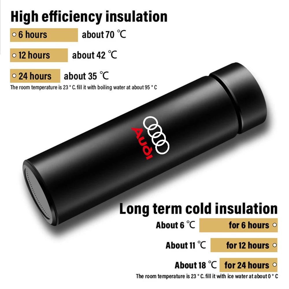 Thermos Flask Smart Cup With Temperature Display 304 Stainless Steel Vacuum Insulated Thermos Cup For Audi S Line 8p B8 A1 A2 C7
