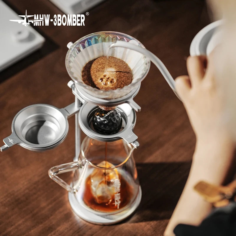 MHW-3BOMBER Pour Over Chilling Ball Stand Aluminum Alloy Dripper Stand With Detachable Design Chilling Ball Rack Barista Tools