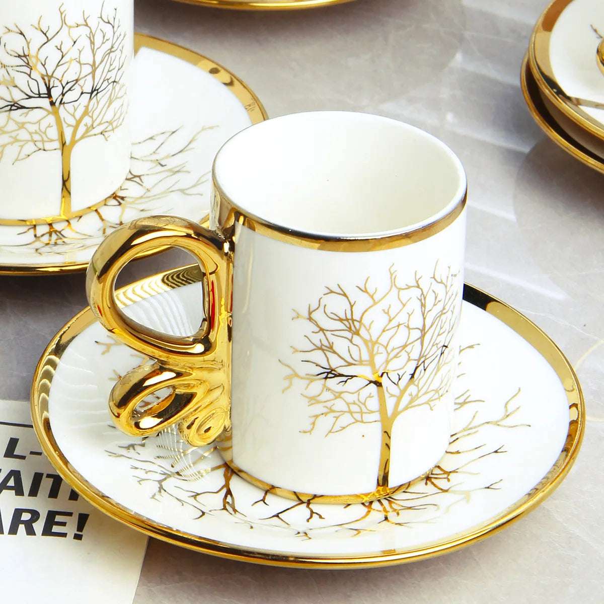 6 Cups 6 Saucers Ceramic Light Luxury Coffee Cup European High-end Exquisite British Cup and Saucer Tea Set