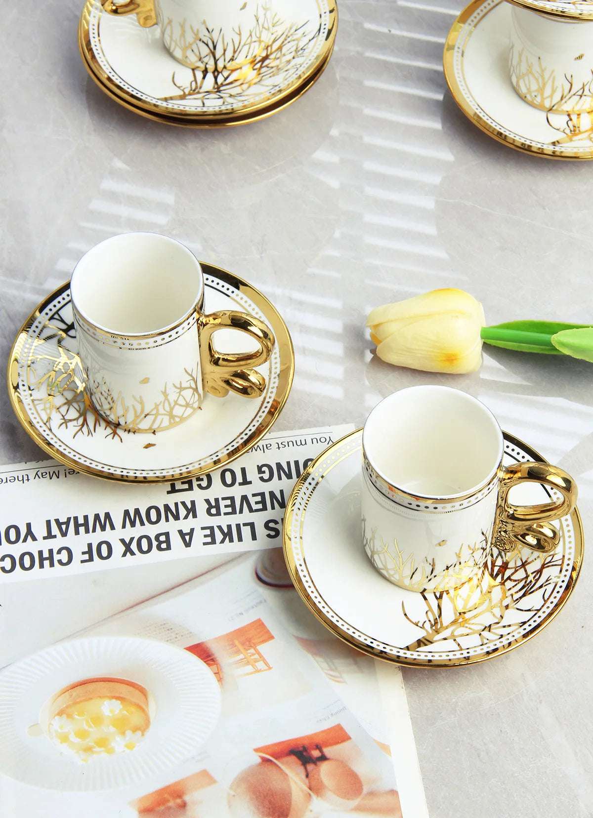 6 Cups 6 Saucers Ceramic Light Luxury Coffee Cup European High-end Exquisite British Cup and Saucer Tea Set