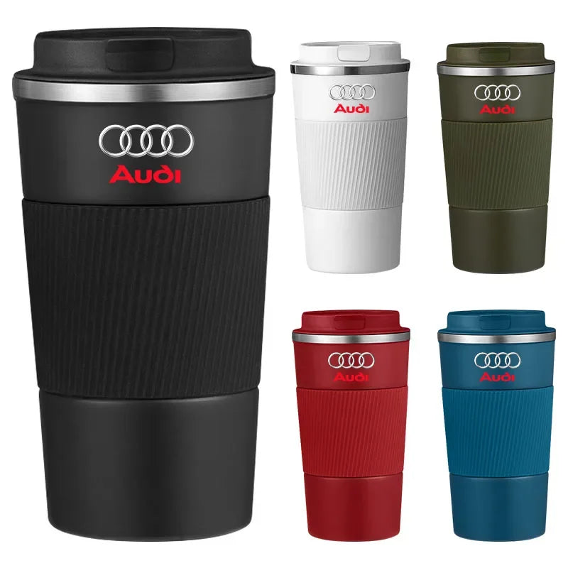 500ml Stainless Steel Coffee Tumbler Thermos Cup Portable Travel Thermal Mug for Audi C6 C5 C7 A1 A3 A4 B5 B6 B7 B8 A5 A6 A7 Q3