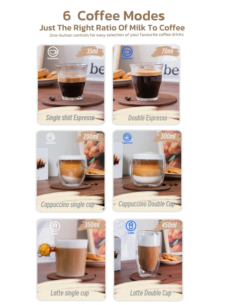 HiBREW 3 in 1 Semi Automatic Espresso Cappuccino Latte Coffee Machine Automatic Milk Froth Ground Coffee Stainless Steels H13A