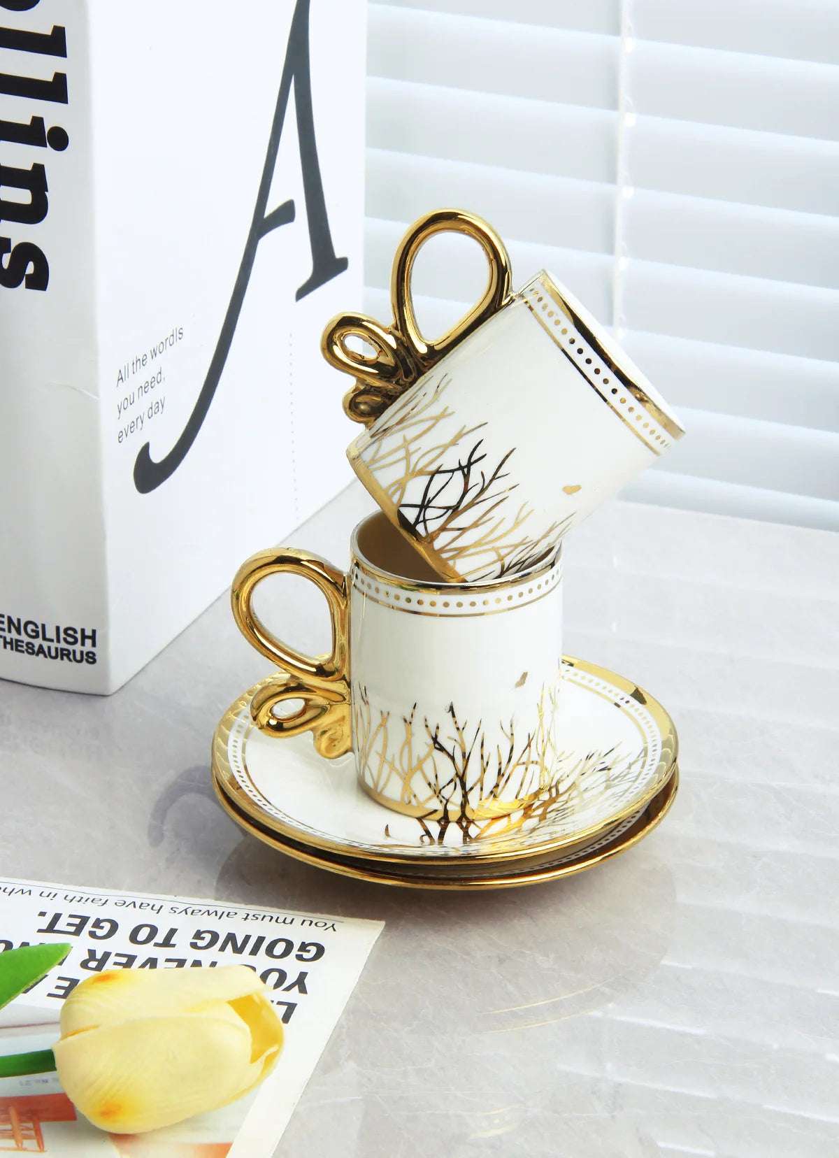 6 Cups 6 Saucers Ceramic Light Luxury Coffee Cup European High-end Exquisite British Cup and Saucer Tea Set