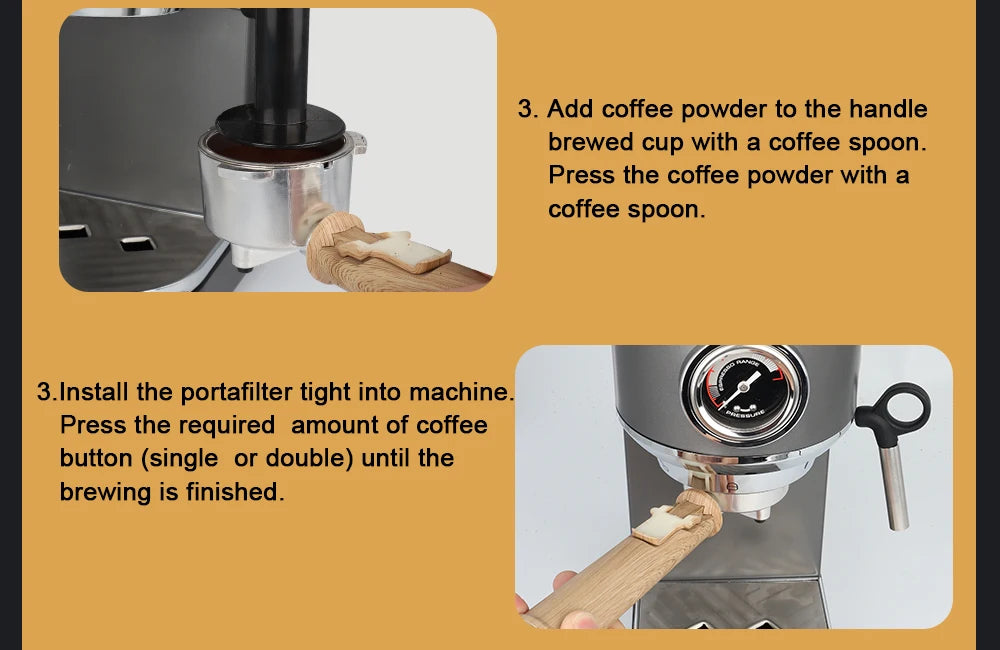 BioloMix 20 Bar Semi Automatic Powder Coffee Machine,with Milk Steam Frother Wand, for Espresso, Cappuccino, Latte and Mocha