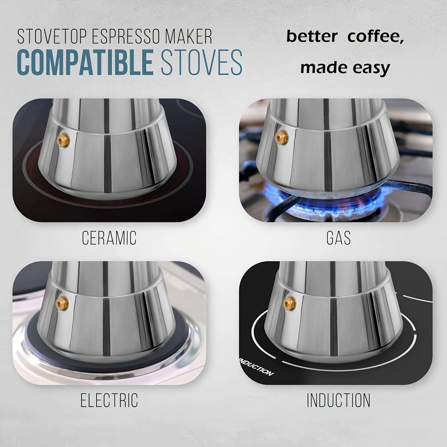 304 Stainless Steel Mocha Coffee Maker with Dual Tubes - Durable, Food-Grade, Anti-Scald & Non-Slip Base, Thickened Mesh Design, Perfect for Home, Office, Camping & Workplace, Manual Operation, No Electricity Needed, Office C