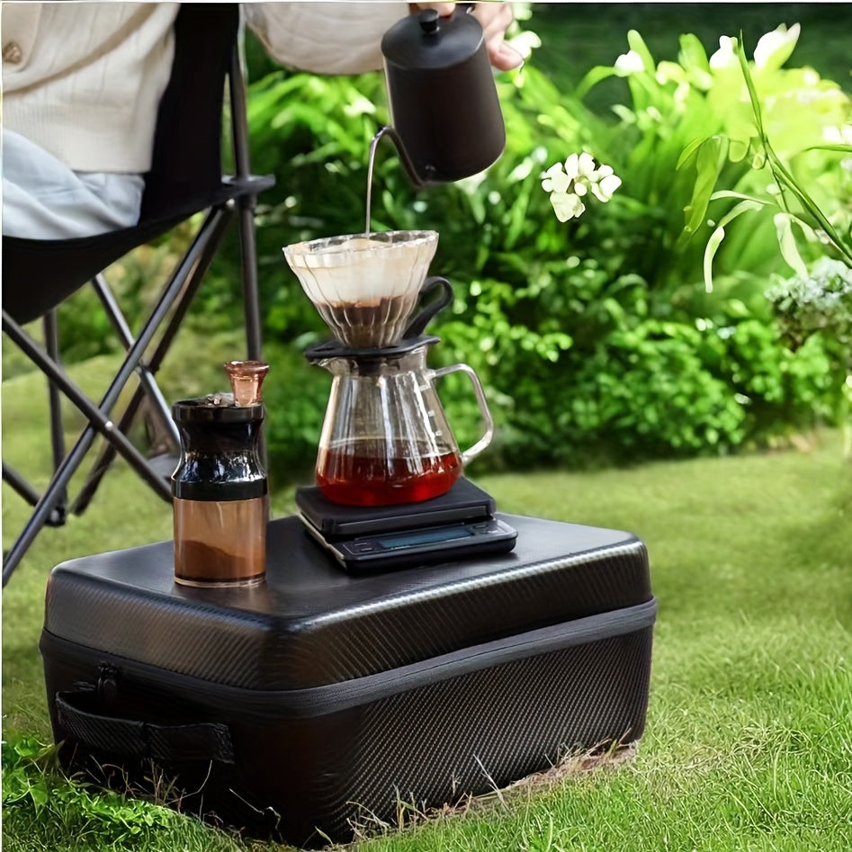 Portable Camping Coffee Maker Kit - Glass Pour Over & Stainless Manual Grinder Set with Carry Bag, Perfect for Outdoor Adventures