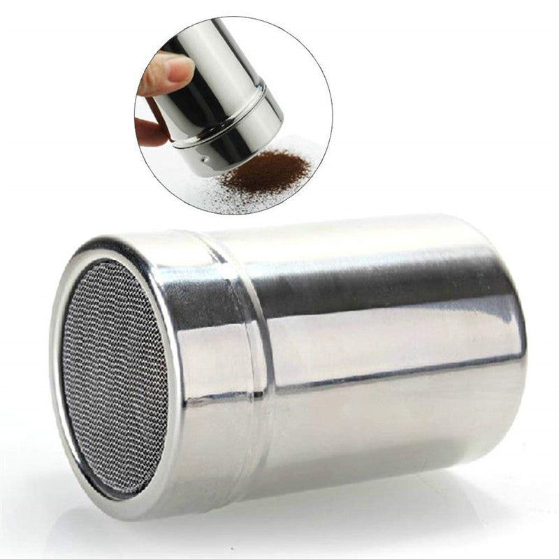 1pc, Stainless Steel Coffee Duster Cocoa Cinnamon Sugar Yarn Mesh Jar Flavoring Bottle Coffee Sieve Lid Cooking Tools, Kitchen Gadgets, Kitchen Stuff, Kitchen Accessories, Home Kitchen Items