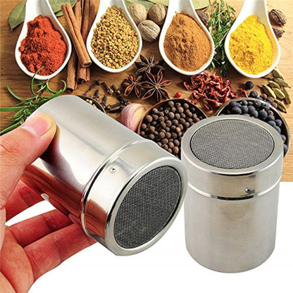 1pc, Stainless Steel Coffee Duster Cocoa Cinnamon Sugar Yarn Mesh Jar Flavoring Bottle Coffee Sieve Lid Cooking Tools, Kitchen Gadgets, Kitchen Stuff, Kitchen Accessories, Home Kitchen Items