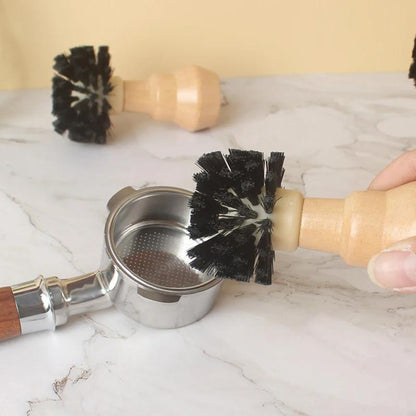 Portable Filter Cleaning Brush, Barista Espresso Coffee Tamper Cleaning Brush 51mm 54mm 58mm Tool With Wooden Handle