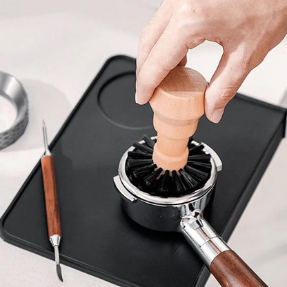 Portable Filter Cleaning Brush, Barista Espresso Coffee Tamper Cleaning Brush 51mm 54mm 58mm Tool With Wooden Handle