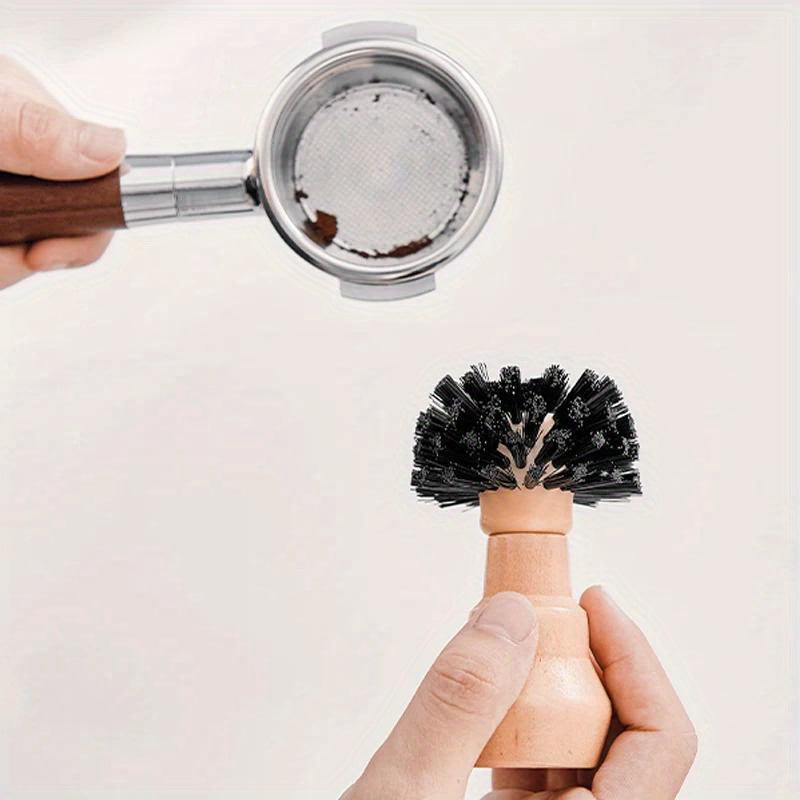 Portable Filter Cleaning Brush, Barista Espresso Coffee Tamper Cleaning Brush 51mm 54mm 58mm Tool With Wooden Handle