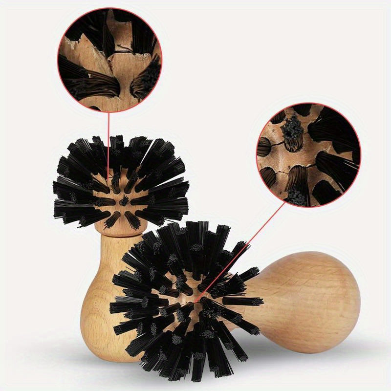 Portable Filter Cleaning Brush, Barista Espresso Coffee Tamper Cleaning Brush 51mm 54mm 58mm Tool With Wooden Handle