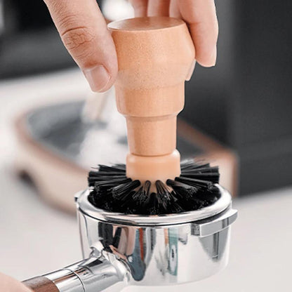 Portable Filter Cleaning Brush, Barista Espresso Coffee Tamper Cleaning Brush 51mm 54mm 58mm Tool With Wooden Handle