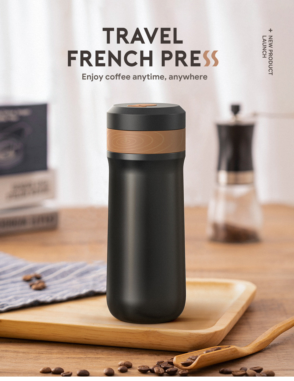 320ml Stainless Steel French Press: Keep Your Coffee Hot for 8 Hours and Cold for 12 Hours - Perfect for On-the-Go