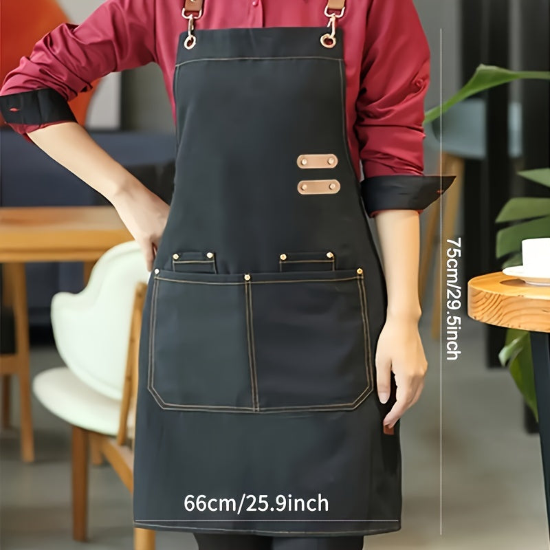 1pc The Family Apron Is Water And Oil Resistant, Universal Apron For Women And Men With Pockets - Perfect For Supermarkets, Restaurants, Fruit Shops, Milk Tea Shop