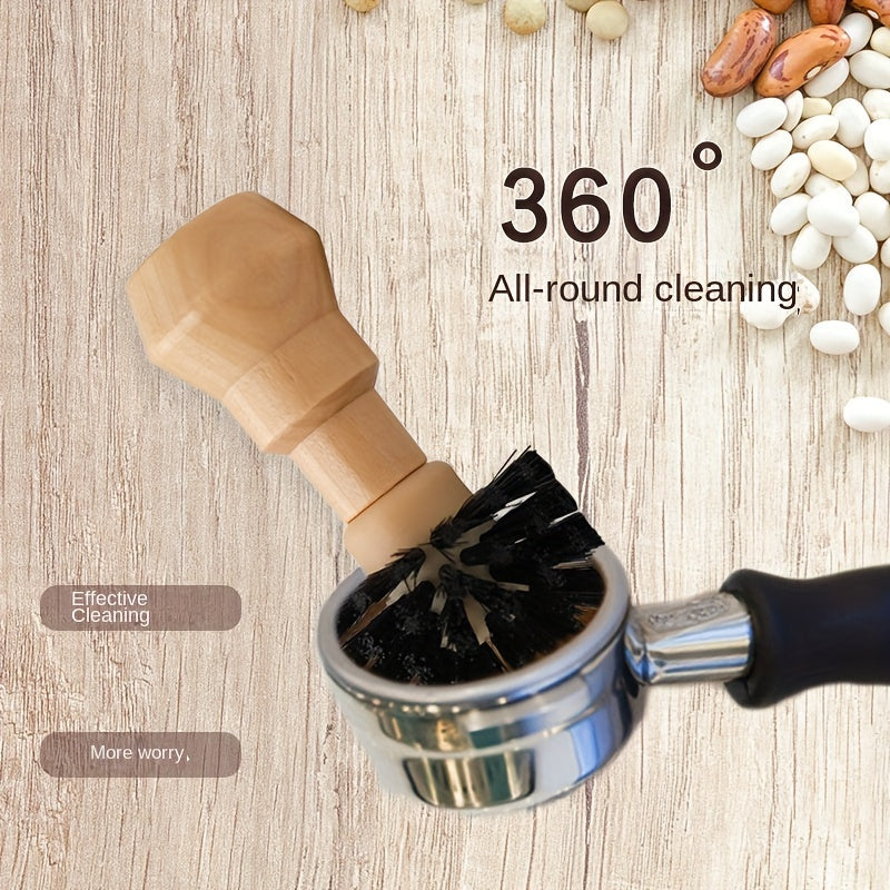 Portable Filter Cleaning Brush, Barista Espresso Coffee Tamper Cleaning Brush 51mm 54mm 58mm Tool With Wooden Handle