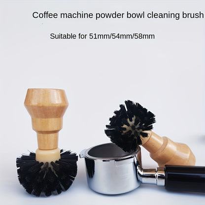 Portable Filter Cleaning Brush, Barista Espresso Coffee Tamper Cleaning Brush 51mm 54mm 58mm Tool With Wooden Handle