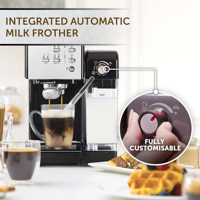 Breville One-Touch CoffeeHouse Coffee Machine | Espresso, Cappuccino & Latte Maker | 19 Bar Italian Pump | Automatic Milk Frother | ESE Pod Compatible | Black [VCF107]