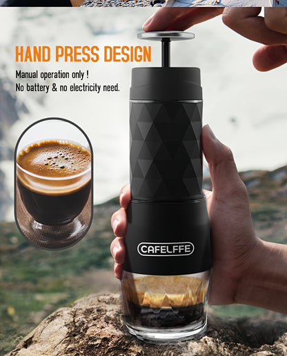 Cafelffe 3 In 1 Portable Coffee Maker Manual Capsule Espresso Machine For Nespresso Capsules, Dolce Gusto Capsules And Ground Coffee, Compact And Convenient For Home Or Travelling Use