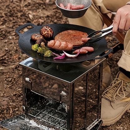 A Mini Outdoor Fire Stove Made of Stainless Steel, Suitable for Picnics, Barbecues, And Camping, Comes with a Storage Bag.