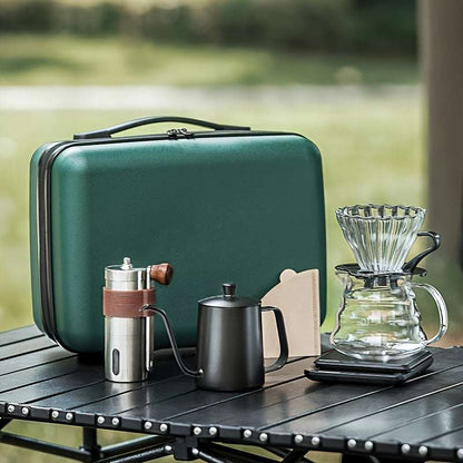 Jumperkits Pour Over Coffee Maker Kit - 5-Piece Portable Manual Coffee Grinder Set with Stainless Steel Bean Grinder, V60 Filter Cup, 350ml Coffee Pot, 360ml Glass Server, 40 Filter Papers - Uncharged Brewing System without B