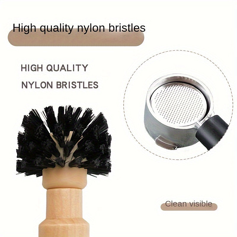 Portable Filter Cleaning Brush, Barista Espresso Coffee Tamper Cleaning Brush 51mm 54mm 58mm Tool With Wooden Handle